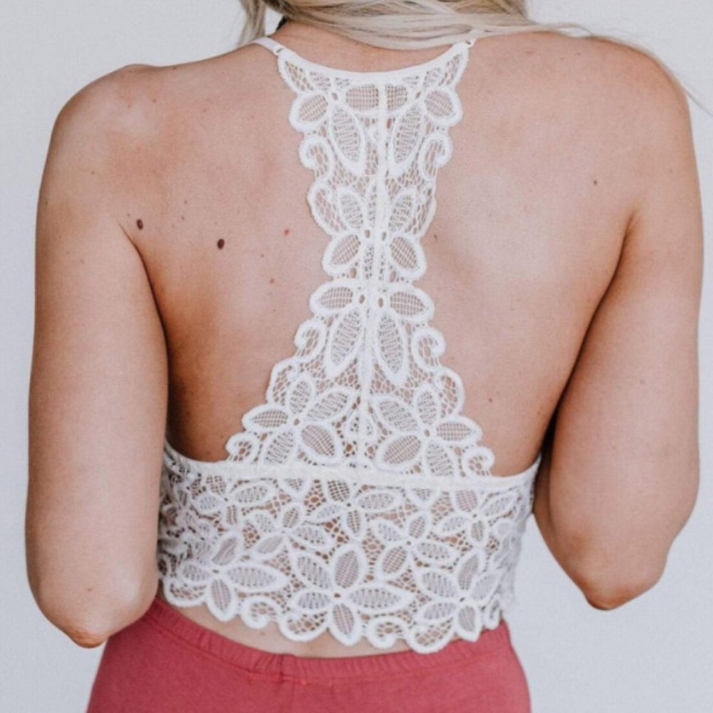 🔥HOT & SEXY🔥CROCHET LACE BRA BRALETTE WHITE S/M/L NWT - Picture 2 of 7